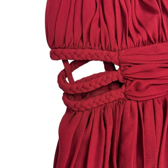 Free People Red Chiffon Greek Goddess Maxi Dress Gown Size 2 Whimsical RARE - Picture 4 of 15